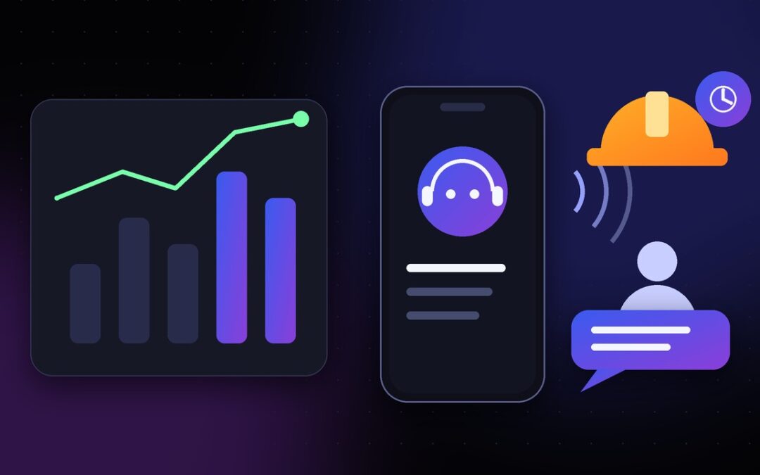 Daily progress chart and AI check-in call collecting updates from construction field crews